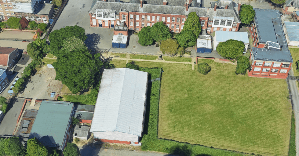 Aerial view of Graveney School and its playing field